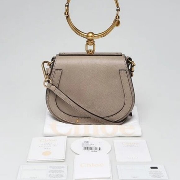 Chloe Motty Grey Leather/Suede Small Nile Bracelet Bag - Picture 12 of 12